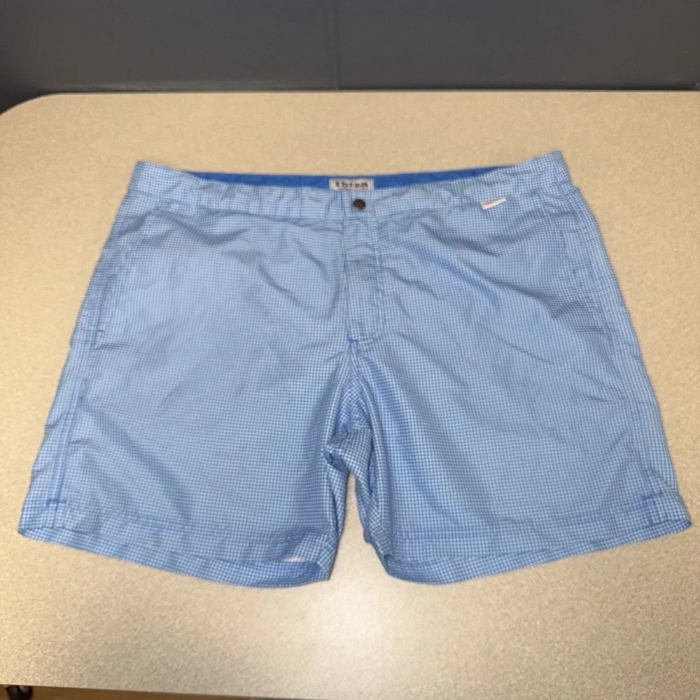 Ibiza Ocean Club Mens Size 36 Mesh Lined Swim Trunks Checked Blue White 6
